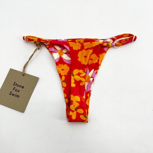 NWT Revolve x Stone Fox Swim Red Leilei Floral Isle Thong Bikini Bottom Swim XS - Picture 4 of 5